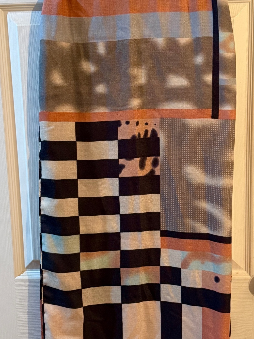 Kismet Black, Cream & Peach Geometric Maxi Skirt